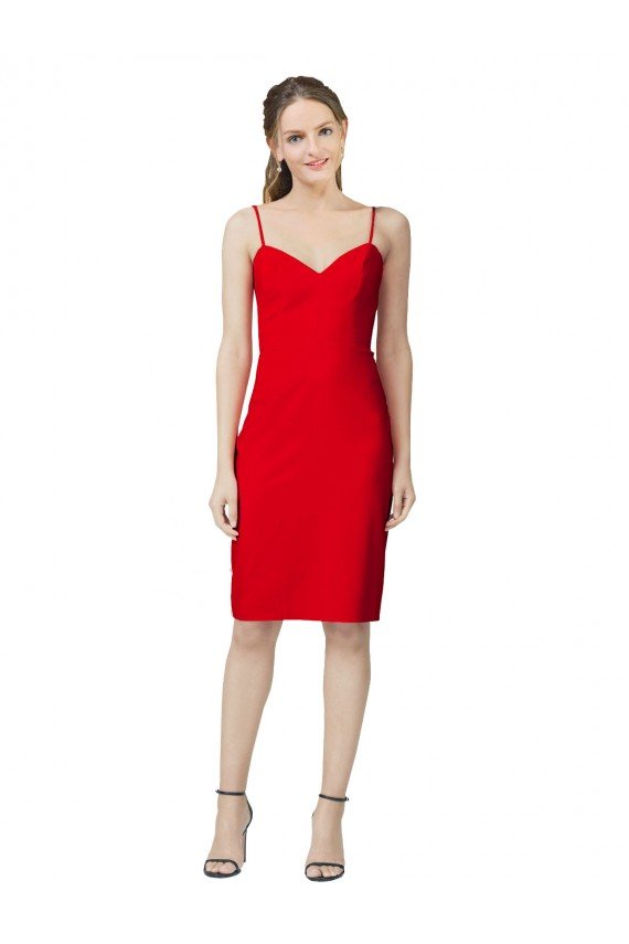 Sleeveless Cocktail Length Sweetheart Neckline Crepe Formal Dress