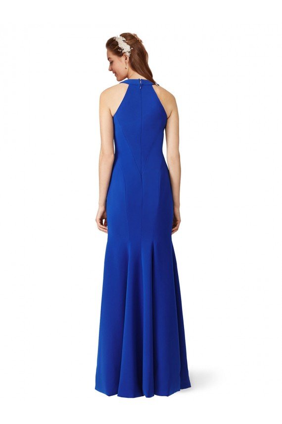 Halter V-Neck Long A-Line Crepe Formal Dress