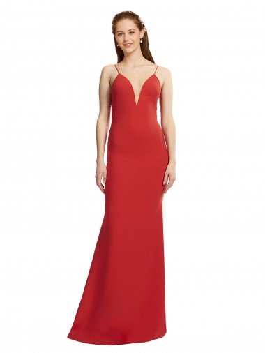 Mermaid Plunging V-Neck Crepe Formal Dress with Wide Open Back Canada