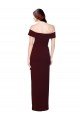 Off the Shoulder Long Crepe Formal Dress with Waist Tie