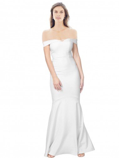 Mermaid Off the Shoulder Long Crepe Formal Dress with Low Back Canada