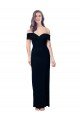 Off the Shoulder Long Full Length Crepe Formal Dress with Side Split