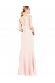 Slim A-Line V-Neck Long Stretch Crepe Formal Dress with V-Back