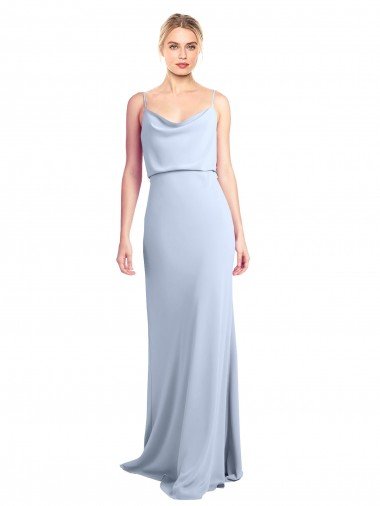 Feminine Cowl Neck Slim Floor Length Stretch Crepe Formal Dress Canada