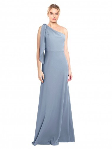 Draped Flutter Sleeves One Shoulder Stretch Crepe Formal Dress Canada