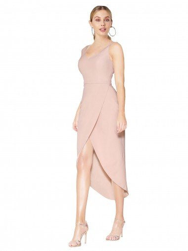 Short Knee Length Crepe Cocktail Formal Dress Canada