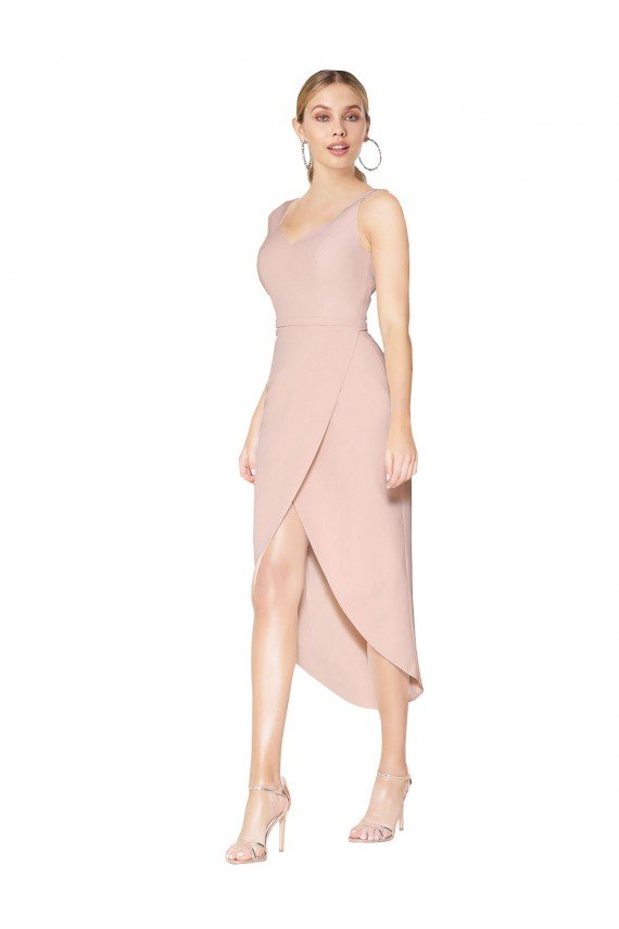 Short Knee Length Crepe Cocktail Formal Dress