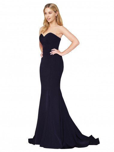 Sweetheart High Neck Sweep Train Sleeveless Crepe Formal Dress Canada