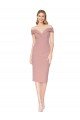 Knee Length Off the Shoulder Sweetheart Crepe Cocktail Formal Dress