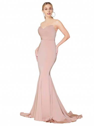 Sweep Train Sweetheart Long Mermaid Crepe Formal Dress Low Back Canada