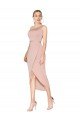 Knee Length One Shoulder Crepe Short Wrap Cocktail Formal Dress