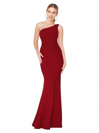 One Shoulder Long High Neck Sleeveless Mermaid Crepe Formal Dress Canada
