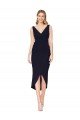 Short Knee Length V-Neck Crepe Cocktail Wrap Cocktail Formal Dress