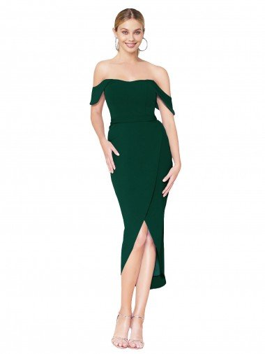 Off the Shoulder Short Knee Length Crepe Wrap Cocktail Formal Dress Canada