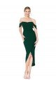 Off the Shoulder Short Knee Length Crepe Wrap Cocktail Formal Dress