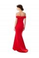 Off the Shoulder Sweetheart Maxi Crepe Formal Dress With Thigh Split and Train