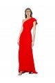 High Neck Ruffle Frill One Shoulder Maxi Crepe Formal Dress
