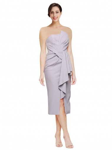 Short Strapless Crepe Cocktail Formal Dress with Ruffles Canada