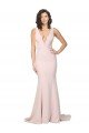 Deep Plunging V-Neckline Full Length Crepe Formal Dress with Deep V-Backline