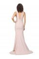 Deep Plunging V-Neckline Full Length Crepe Formal Dress with Deep V-Backline