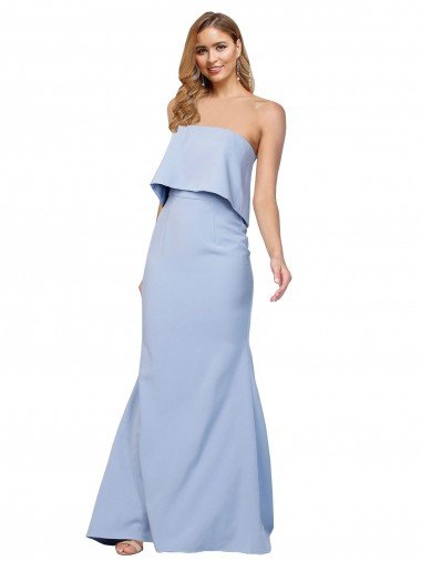 Strapless Full Length Crepe Formal Dress with Bodice Overlay Canada