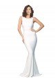 High Neck Low V-Back Long Crepe Formal Dress