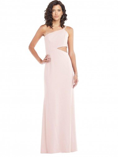 Midriff Cutout Flirty One Shoulder Maxi Crepe Formal Dress Canada