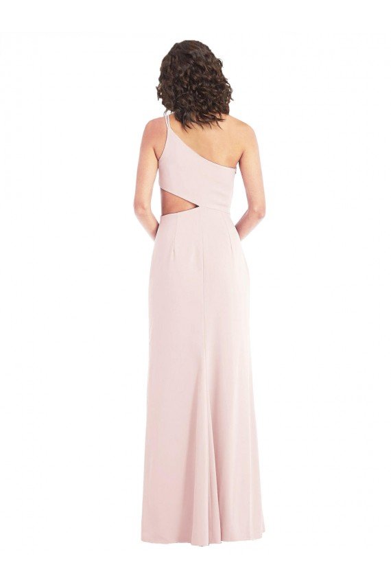 Midriff Cutout Flirty One Shoulder Maxi Crepe Formal Dress