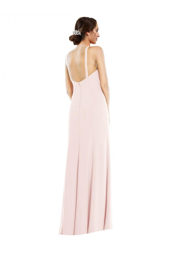 Criss Cross Halter Princess Line Trumpet Crepe Formal Dress