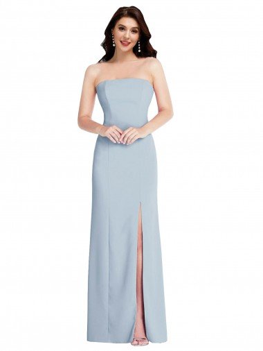 Strapless Scoop Back Maxi Crepe Formal Dress with Front Slit Canada