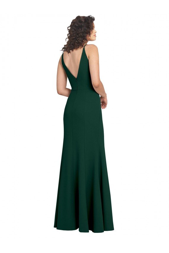 Form Fitting Stretch Crepe A-Line Formal Dress