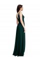 Slim A-Line V-Neck Full Length Crepe Formal Dress with Side Slit