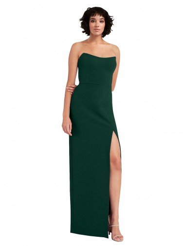 Scooped Strapless Neckline Crepe Formal Dress with Side Slit Canada