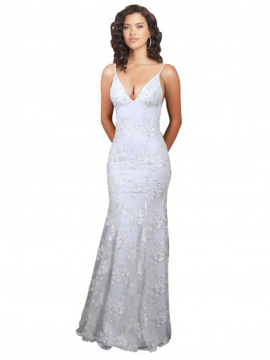 V-Neckline Backless Floral Patterned Sequin Formal Dress Canada