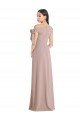 Off the Shoulder Tie Detail Maxi Crepe Formal Dress with Front Slit