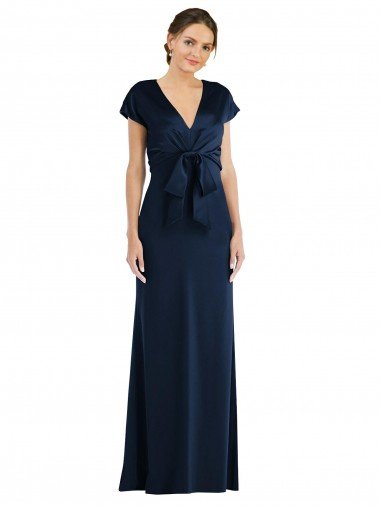 Soft Bow Blouson Bodice Trumpet Crepe Formal Dress Canada