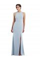 Cutout Open Back Halter Maxi Crepe Formal Dress with Scarf Tie
