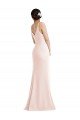 Skinny Strap Deep V-Neck Trumpet Crepe Formal Dress with Front Slit
