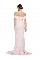Off Shoulder Long Crepe Formal Dress with Straight Neckline and Side Split