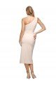 Midi Length One Shoulder Crepe Cocktail Formal Dress with Thigh High Side Split