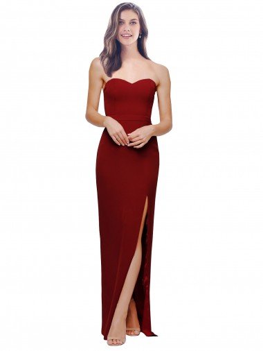 Straight Pencil Skirt Long Sweetheart Crepe Formal Dress with High Side Split Canada