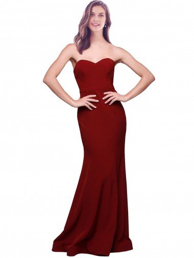 Long Full Length Sweetheart Slim Crepe Formal Dress with Strapless Bodice Canada