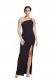 Long Floor Length Crepe Formal Dress with Side Split and One Strap