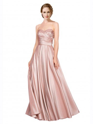 Long Plated Strapless Sweetheat Stretch Satin Formal Dress Canada