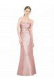 Long Strapless Stretch Satin Formal Dress with Pleats and Low Back