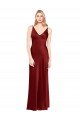 Full Length Long Stretch Satin Semi Formal Dress V-Back