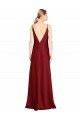 Floor Length Deep V-Back Stretch Satin Formal Dress with Front Slit