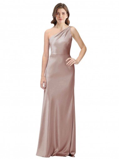 One Shoulder Black-Tie Floor Length Long Stretch Satin Formal Dress Canada