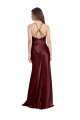 High Neck Halter Long Sleeveless Stretch Satin Formal Dress with Strappy Back
