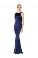 Sheath High Neck Stretch Satin Formal Dress Low Back